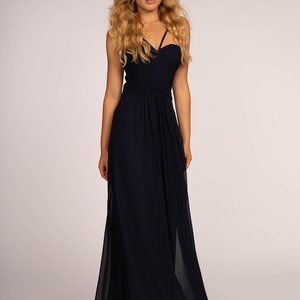 Chiffon Ruched-Bodice Long Dress GSGL2607